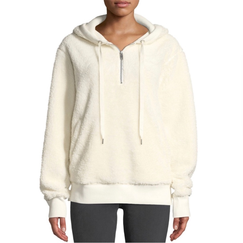 Rag & Bone Ivory Cotton Sherpa Like Pull Over Jacket Hooded Small